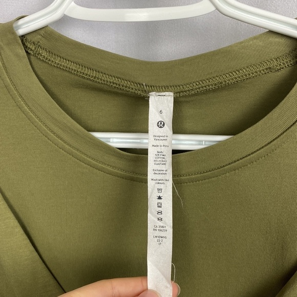 Lululemon Cotton Wrap-Front T-Shirt Dress - Bronze Green - Size 6 - Picture 6 of 11